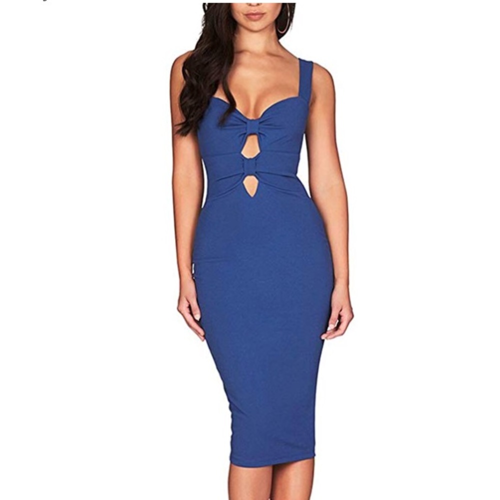 Bandage dress with cut outs zipper closure